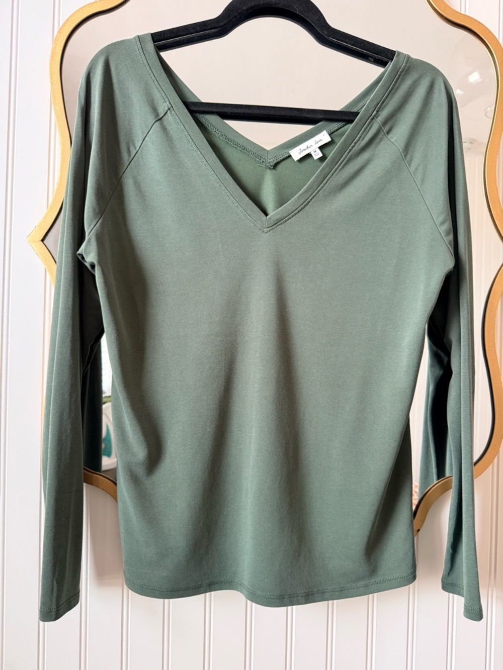 Another Love Olive Green V-Neck Long Sleeve Top